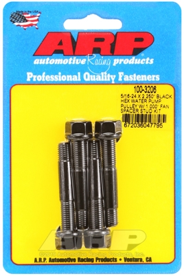 ARP 5/16-24x2.250 black hex WP pulley w/1.000" fan spcr stud