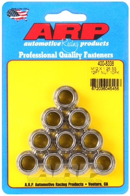 ARp M12 X 1.25 (.750 collar) SS 12pt nut kit(10pcs)