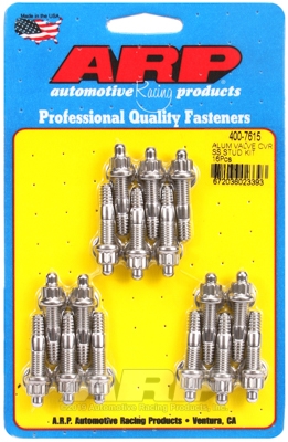 Cast alum covers SS 12pt valve cover stud kit. 16pc