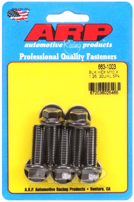 M10 x 1.25 x 30 hex black oxide bolts (5pcs)