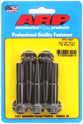 M10 x 1.25 x 50 12pt black oxide bolts (5pcs)