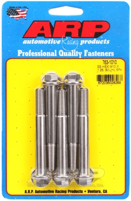 M10 x 1.25 x 80 hex SS bolts (5pcs)