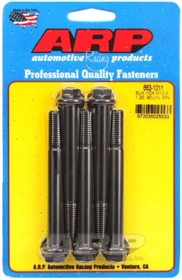 M10 x 1.25 x 90  hex black oxide bolts (5pcs)