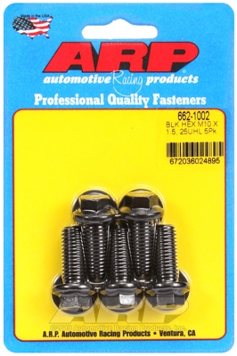 M10 x 1.50 x 25 hex black oxide bolts (5pcs)