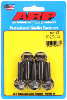 M10 x 1.50 x 30 hex black oxide bolts (5pcs)