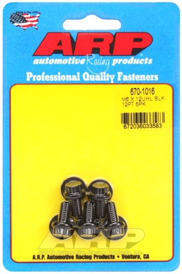 M6 x 1.00 x 12  12pt black oxide bolts (5pcs)