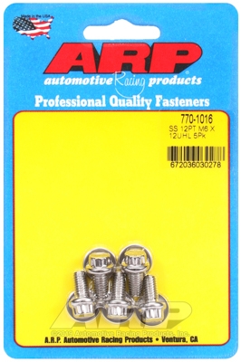 M6 x 1.00 x 12  12pt SS bolts (5pcs)