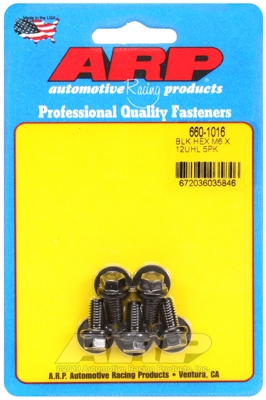 M6 x 1.00 x 12  hex black oxide bolts (5pcs)