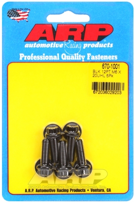M6 x 1.00 x 20 12pt black oxide bolts (5pcs)