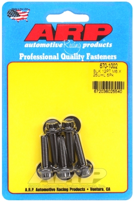 M6 x 1.00 x 25 12pt black oxide bolts (5pcs)