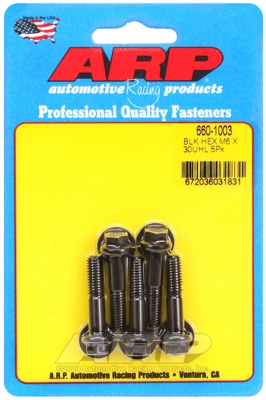 M6 x 1.00 x 30 hex black oxide bolts (5pcs)
