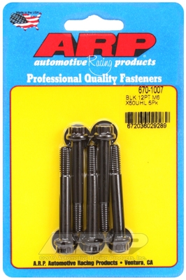 M6 x 1.00 x 50 12pt black oxide bolts (5pcs)