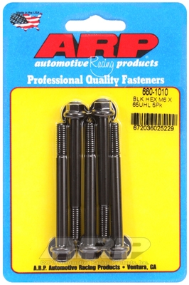 M6 x 1.00 x 65 hex black oxide bolts (5pcs)
