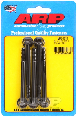 M6 x 1.00 x 70 hex black oxide bolts (5pcs)