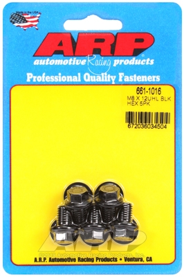 M8 x 1.25 x 12  hex black oxide bolts (5pcs)