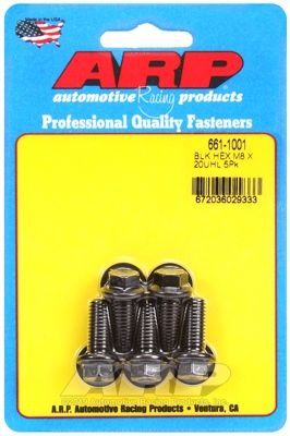 M8 x 1.25 x 20 hex black oxide bolts (5pcs)
