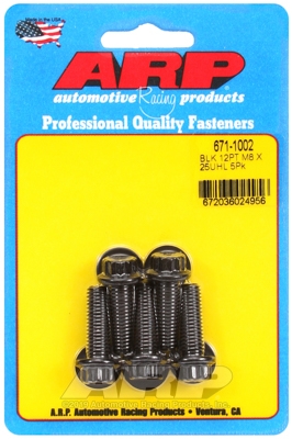 M8 x 1.25 x 25 12pt black oxide bolts (5pcs)
