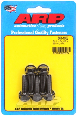 M8 x 1.25 x 25 hex black oxide bolts (5pcs)