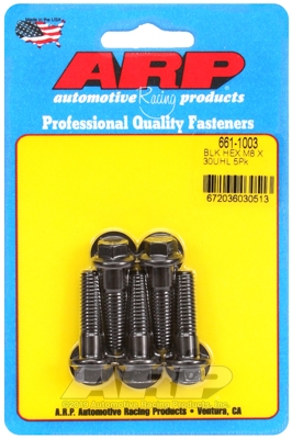 M8 x 1.25 x 30 hex black oxide bolts (5pcs)