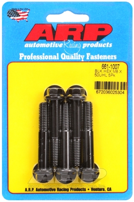 M8 x 1.25 x 50 hex black oxide bolts (5pcs)