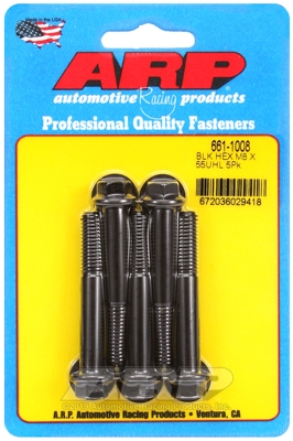 M8 x 1.25 x 55 hex black oxide bolts (5pcs)
