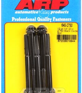 "1/4"" 20 x 2.750 12pt black oxide bolts" (5pcs)