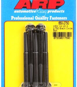 "1/4"" 20 x 2.750 hex black oxide bolts" (5pcs)