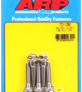 "1/4"" 28 x 1.250 hex ss bolts" (5pcs)