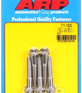 "1/4"" 28 x 1.500 12pt ss bolts" (5pcs)