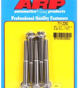 "1/4"" 28 x 2.250 12pt ss bolts" (5pcs)