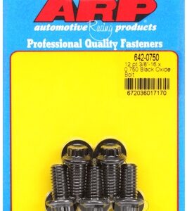 "3/8"" 16 x 0.750 12pt black oxide bolts" (5pcs)