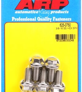 "3/8"" 16 x 0.750 hex 7/16 wrenching ss bolts" (5pcs)