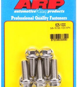 "3/8"" 16 x 1.000 hex 7/16 wrenching ss bolts" (5pcs)