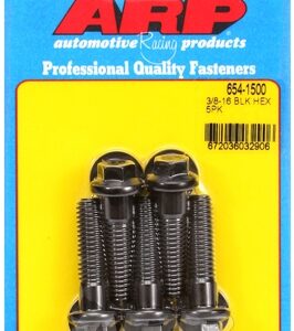 "3/8"" 16 x 1.500 hex 7/16 wrenching black oxide bolts"(5pcs