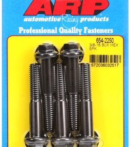 "3/8"" 16 x 2.250 hex 7/16 wrenching black oxide bolts"(5pcs