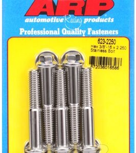 "3/8"" 16 x 2.250 hex ss bolts" (5pcs)