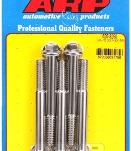 "3/8"" 16 x 3.250 hex 7/16 wrenching ss bolts" (5pcs)