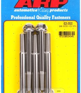 "3/8"" 16 x 3.500 hex 7/16 wrenching ss bolts" (5pcs)