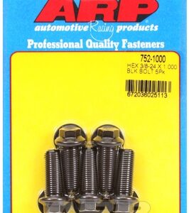 "3/8"" 24 x 1.000 hex black oxide bolts" (5pcs)