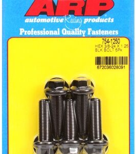 "3/8"" 24 x 1.250 hex 7/16 wrenching black oxide bolts" 5pcs