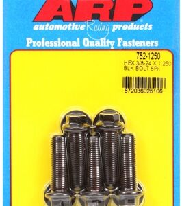 "3/8"" 24 x 1.250 hex black oxide bolts" (5pcs)