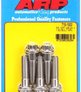 "3/8"" 24 x 1.500 12pt 7/16 wrenching ss bolts" (5pcs)