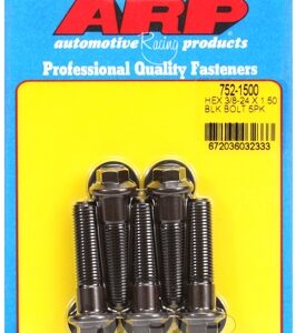 "3/8"" 24 x 1.500 hex black oxide bolts" (5pcs)