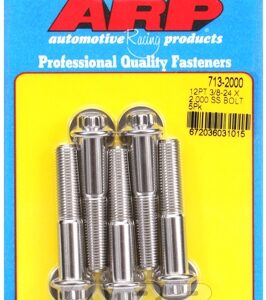 "3/8"" 24 x 2.000 12pt ss bolts" (5pcs)