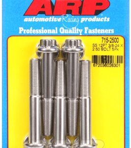 "3/8"" 24 x 2.500 12pt 7/16 wrenching ss bolts" (5pcs)