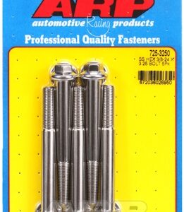 "3/8"" 24 x 3.250 hex 7/16 wrenching ss bolts" (5pcs)