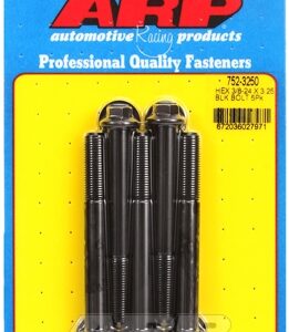 "3/8"" 24 x 3.250 hex black oxide bolts" (5pcs)