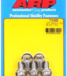 "3/8"" 24 x .500 12pt ss bolts" (5pcs)