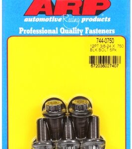 "3/8"" 24 x .750 12pt 7/16 wrenching black oxide bolts" 5pcs