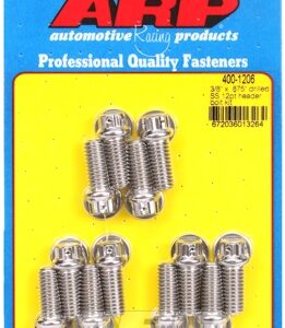 "3/8"" x .875 drilled ss 12pt header bolt kit"